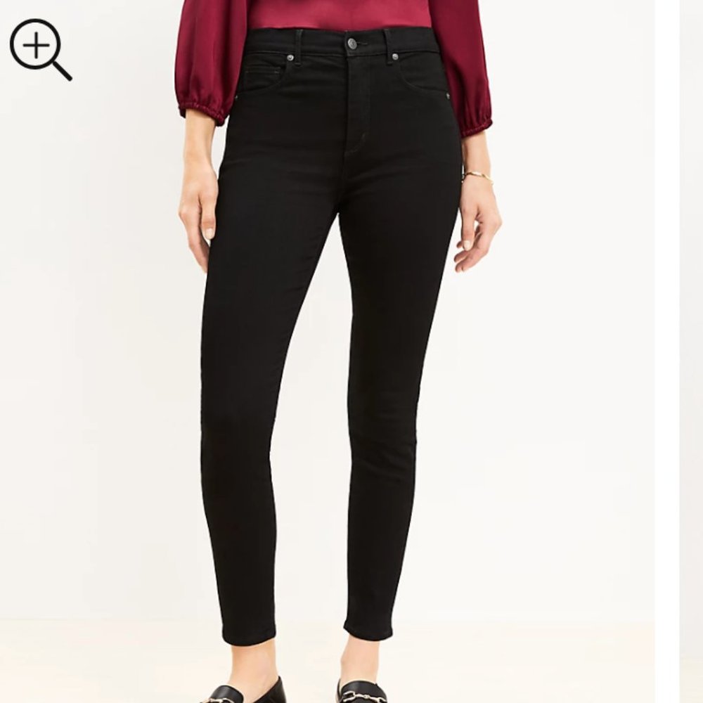 NWT LOFT High-Rise Black Velvet Skinny Jeans Size 29 TALL